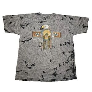 Native American Eagle Shield Santa Fe Men's XL Vintage T-Shirt Tie Dye
